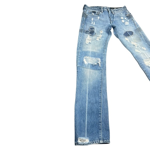 Armani Exchange Men’s J16 Straight Mens Distressed Patchwork Jeans In Size 28 - Picture 2 of 6